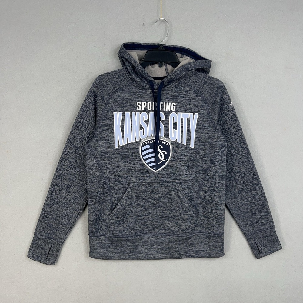 Sporting Kansas City Hoodie Womens Small Blue Gray MLS Soccer Adidas Climawarm